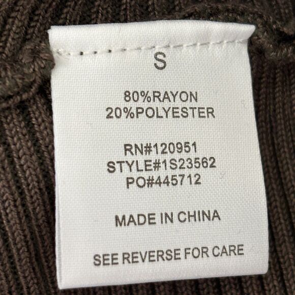 PINK ROSE Women’s S Casual Chic Arctic Olive Ribbed Long Sleeve Sweater Top #D - Picture 7 of 8